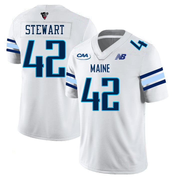 Men #42 Abdul Stewart Maine Black Bears College Football Jerseys Stitched Sale-White